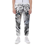 Watercolor White Bengal Tiger Print Scuba Joggers