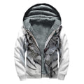 Watercolor White Bengal Tiger Print Sherpa Lined Zip Up Hoodie