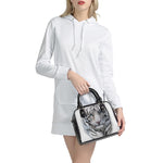 Watercolor White Bengal Tiger Print Shoulder Handbag