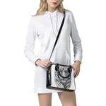 Watercolor White Bengal Tiger Print Shoulder Handbag