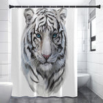 Watercolor White Bengal Tiger Print Shower Curtain