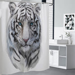 Watercolor White Bengal Tiger Print Shower Curtain
