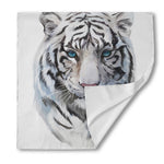 Watercolor White Bengal Tiger Print Silk Bandana