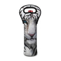 Watercolor White Bengal Tiger Print Single Neoprene Wine Tote