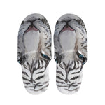 Watercolor White Bengal Tiger Print Slippers