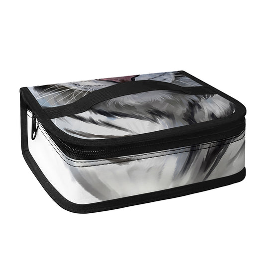Watercolor White Bengal Tiger Print Small Lunch Bag
