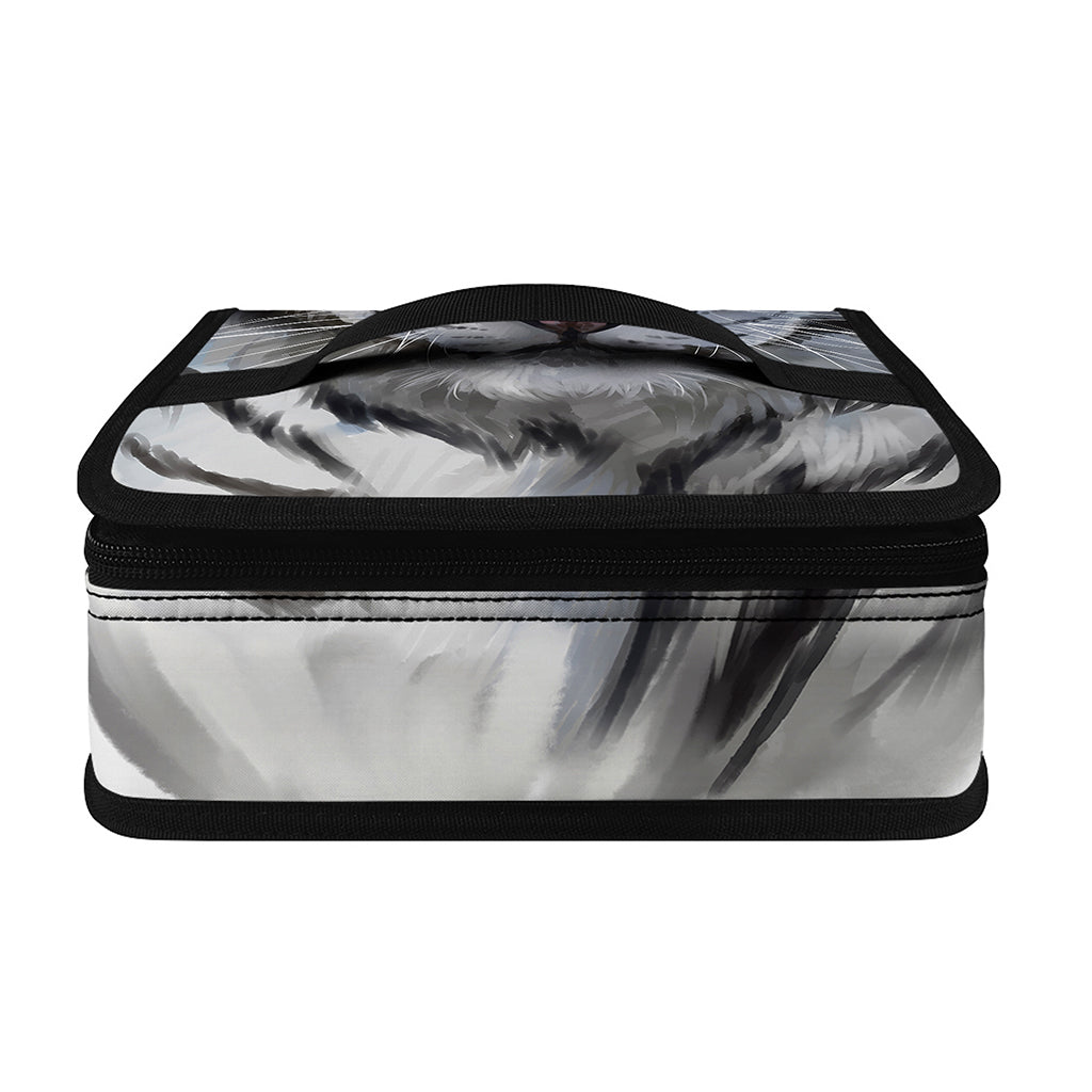 Watercolor White Bengal Tiger Print Small Lunch Bag