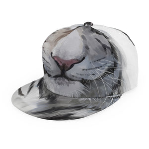 Watercolor White Bengal Tiger Print Snapback Cap