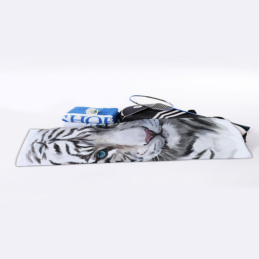 Watercolor White Bengal Tiger Print Sports Towel