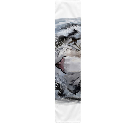 Watercolor White Bengal Tiger Print Table Runner