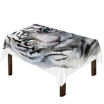 Watercolor White Bengal Tiger Print Tablecloth