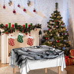 Watercolor White Bengal Tiger Print Tablecloth