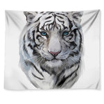 Watercolor White Bengal Tiger Print Tapestry