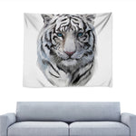Watercolor White Bengal Tiger Print Tapestry