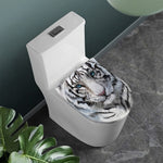 Watercolor White Bengal Tiger Print Toilet Lid Cover