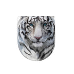 Watercolor White Bengal Tiger Print Toilet Lid Cover