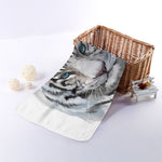 Watercolor White Bengal Tiger Print Towel