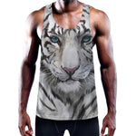 Watercolor White Bengal Tiger Print Training Tank Top