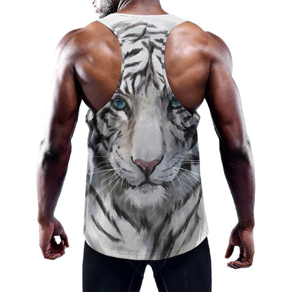 Watercolor White Bengal Tiger Print Training Tank Top