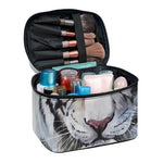 Watercolor White Bengal Tiger Print Travel Makeup Bag