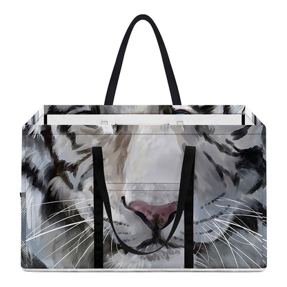 Watercolor White Bengal Tiger Print Utility Tote Bag