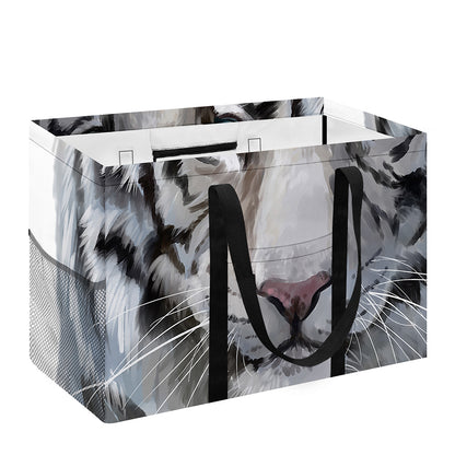 Watercolor White Bengal Tiger Print Utility Tote Bag