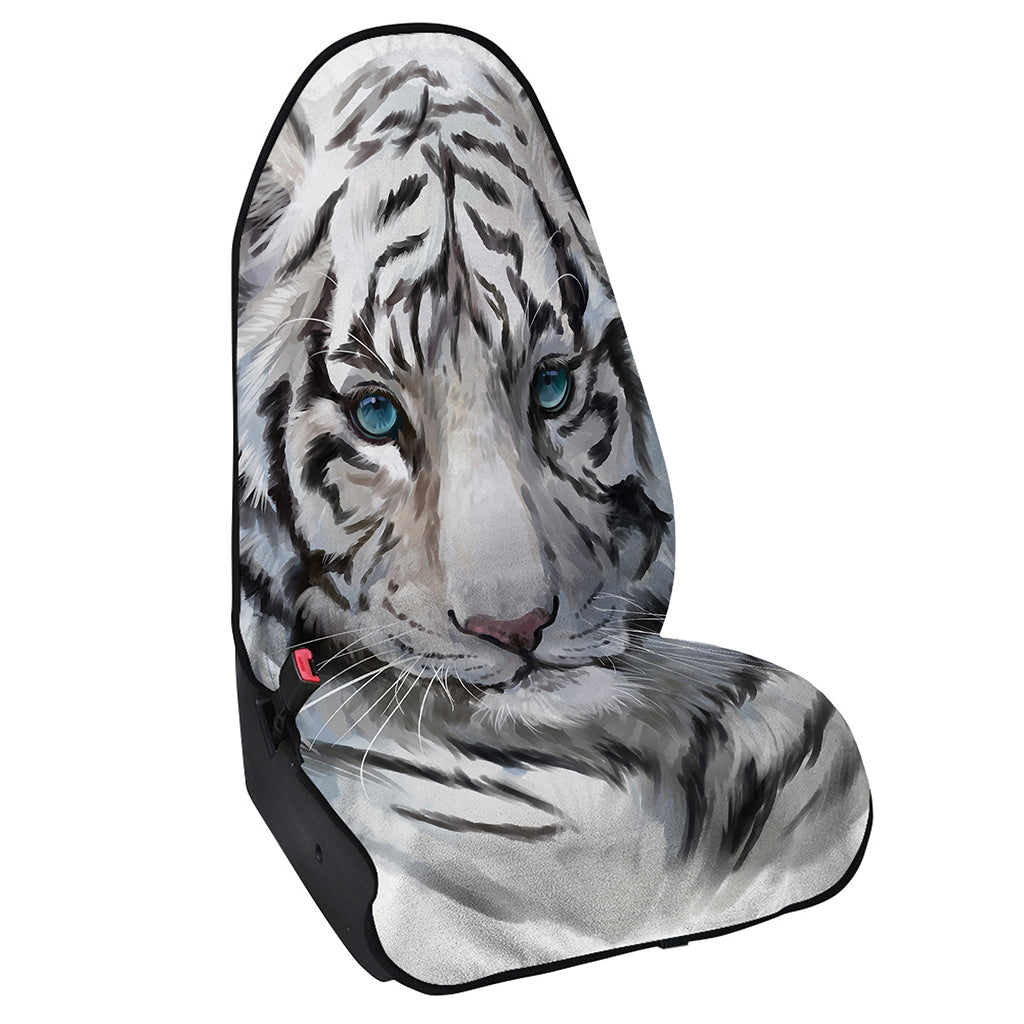 Watercolor White Bengal Tiger Print Waterproof Car Seat Cover