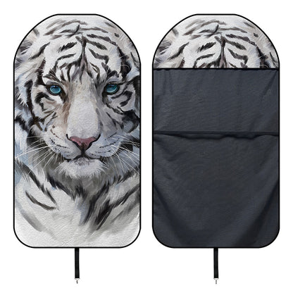 Watercolor White Bengal Tiger Print Waterproof Car Seat Cover