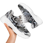 Watercolor White Bengal Tiger Print White Chunky Shoes