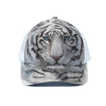 Watercolor White Bengal Tiger Print White Mesh Trucker Cap