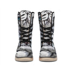 Watercolor White Bengal Tiger Print Winter Boots