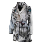 Watercolor White Bengal Tiger Print Women's Bathrobe