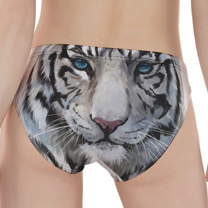 Watercolor White Bengal Tiger Print Women's Panties