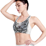 Watercolor White Bengal Tiger Print Women's Sports Bra
