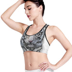 Watercolor White Bengal Tiger Print Women's Sports Bra