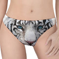 Watercolor White Bengal Tiger Print Women's Thong