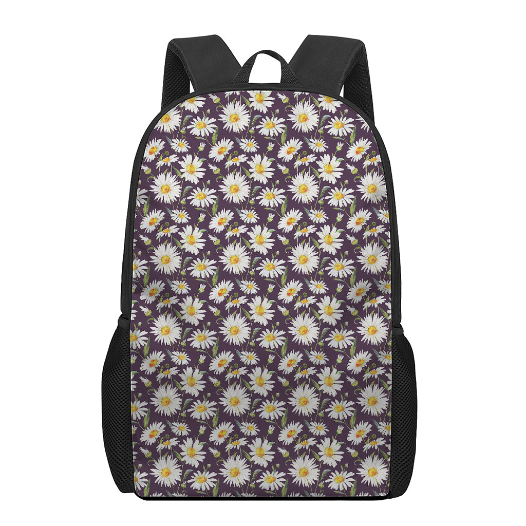 Watercolor White Daisy Pattern Print 17 Inch Backpack