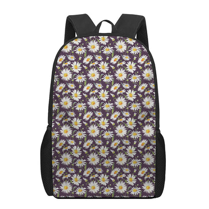 Watercolor White Daisy Pattern Print 17 Inch Backpack