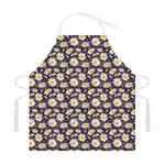 Watercolor White Daisy Pattern Print Adjustable Apron