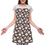 Watercolor White Daisy Pattern Print Adjustable Apron