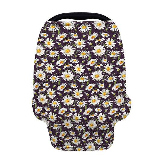 Watercolor White Daisy Pattern Print Baby Seat Cover