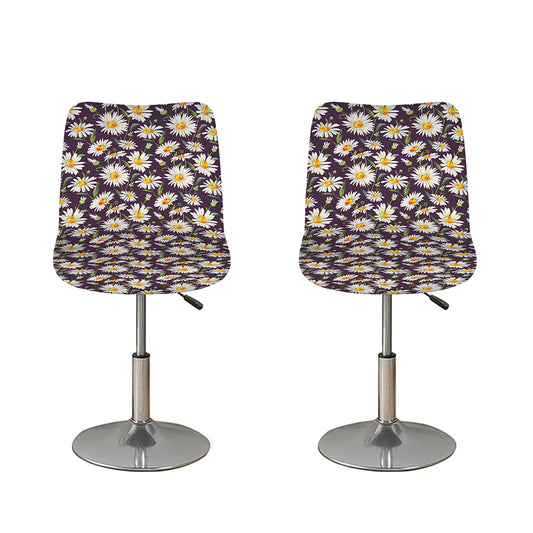 Watercolor White Daisy Pattern Print Bar Stool Covers