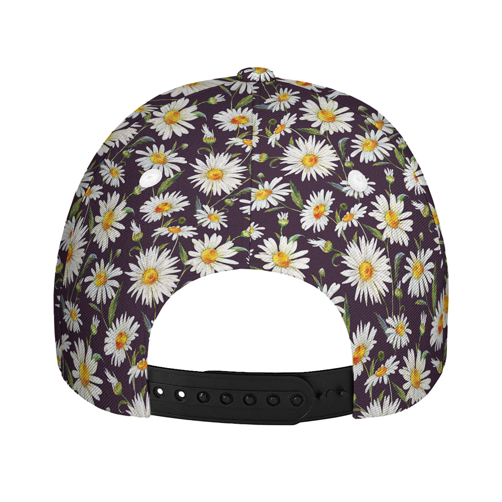 Watercolor White Daisy Pattern Print Baseball Cap