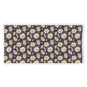 Watercolor White Daisy Pattern Print Beach Towel