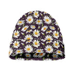 Watercolor White Daisy Pattern Print Beanie