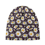 Watercolor White Daisy Pattern Print Beanie