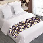 Watercolor White Daisy Pattern Print Bed Runner