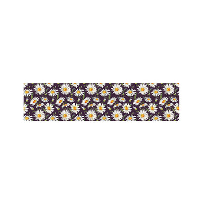 Watercolor White Daisy Pattern Print Bed Runner