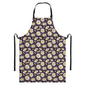 Watercolor White Daisy Pattern Print Bib Apron With Pocket