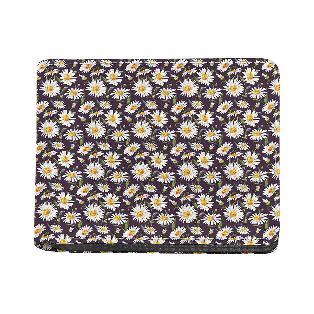 Watercolor White Daisy Pattern Print Bifold Wallet